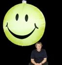 Hanging Smiley Disc-Shaped Inflatable 152cm x 152cm/5ft x 5ft  Image Both sides.